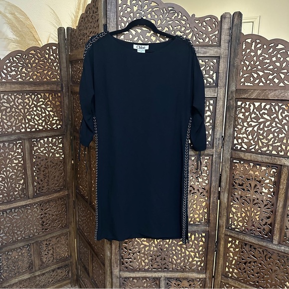 CHLOE by PHOEBE PHILO Vintage 2002 Fringed Black Dress